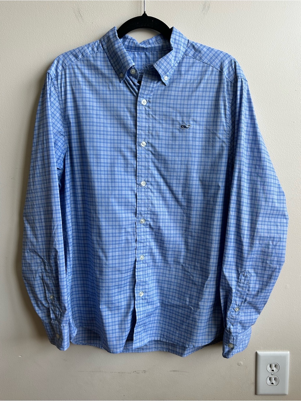 Vineyard Vines Mens Featherweight Performance Blue Long Sleeve Button Down M